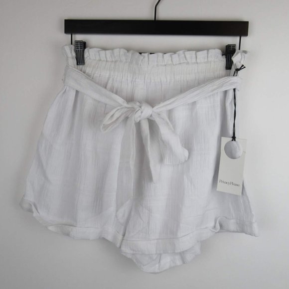 NWT Revolve Privacy Please White Paper Bag Elastic Waist Tie Shorts sz L - Picture 1 of 6